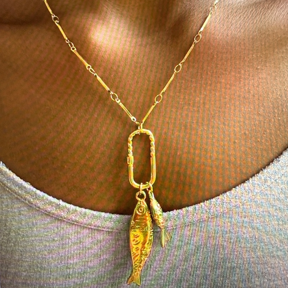 Gold Fish Pendant Necklace